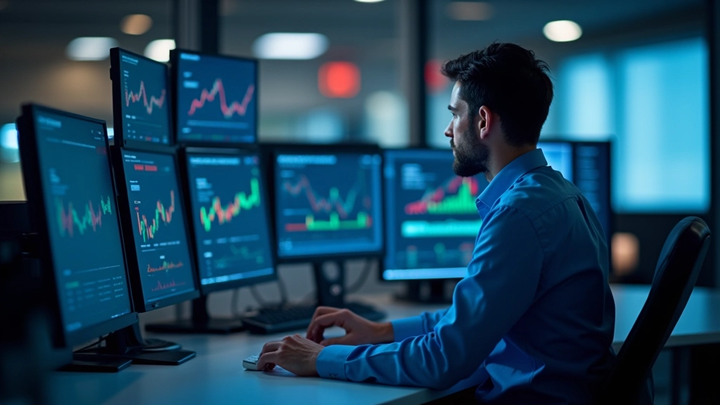 Graphiques économiques et données financières affichés sur écrans de bureau moderne avec analyse de marché